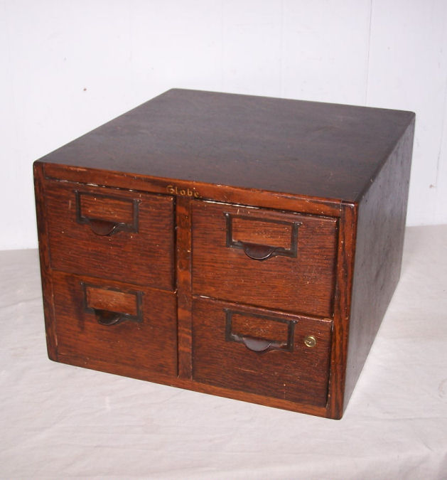 Bargain John's Antiques Antique Four Drawer Card File Made by