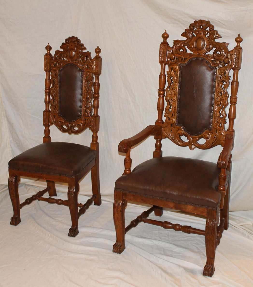 Bargain John's Antiques Formal Victorian Antique Oak Chairs set of