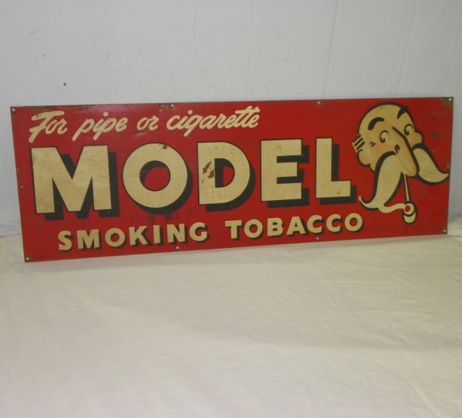 Bargain John's Antiques Model Smoking Tobacco Advertising Antique Tin Sign Bargain John's