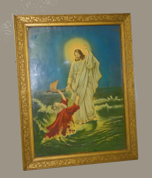 Bargain John's Antiques Antique Religious Print Peter and Jesus Print