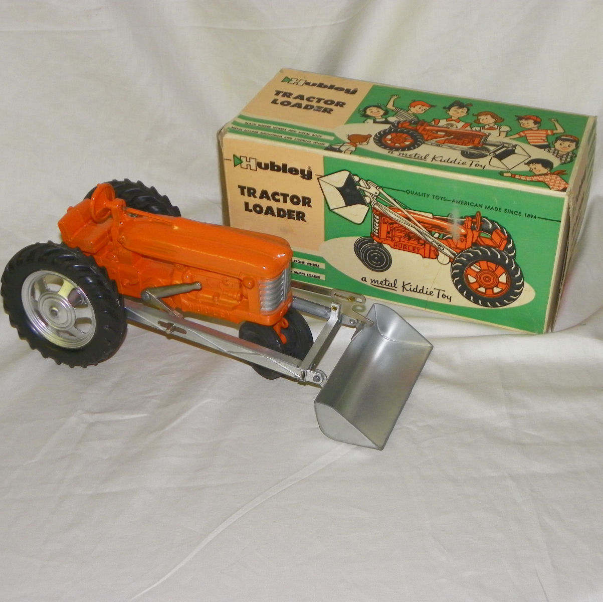 Bargain John's Antiques Hubley Toy Tractor with Loader original box