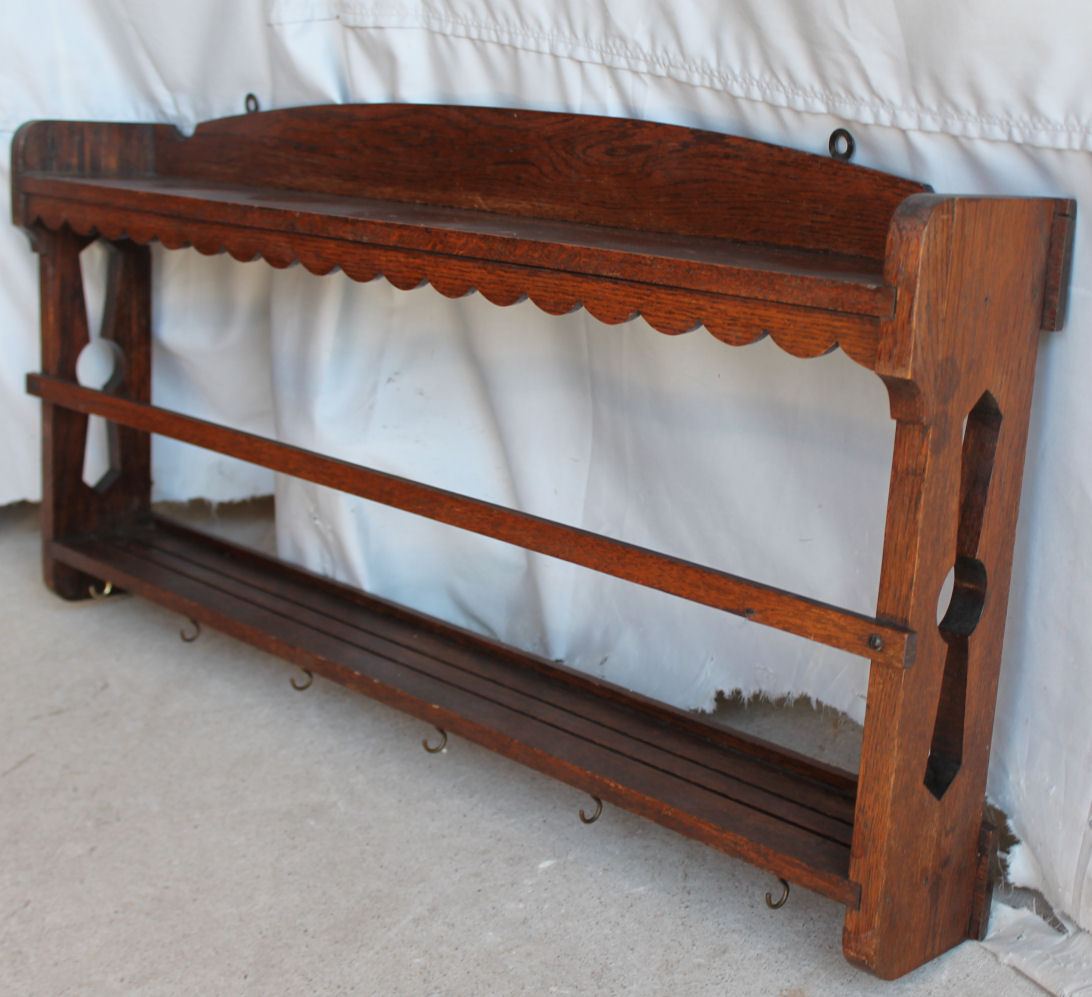 Bargain John's Antiques Antique Wall Mount Mission Oak Plate Rack