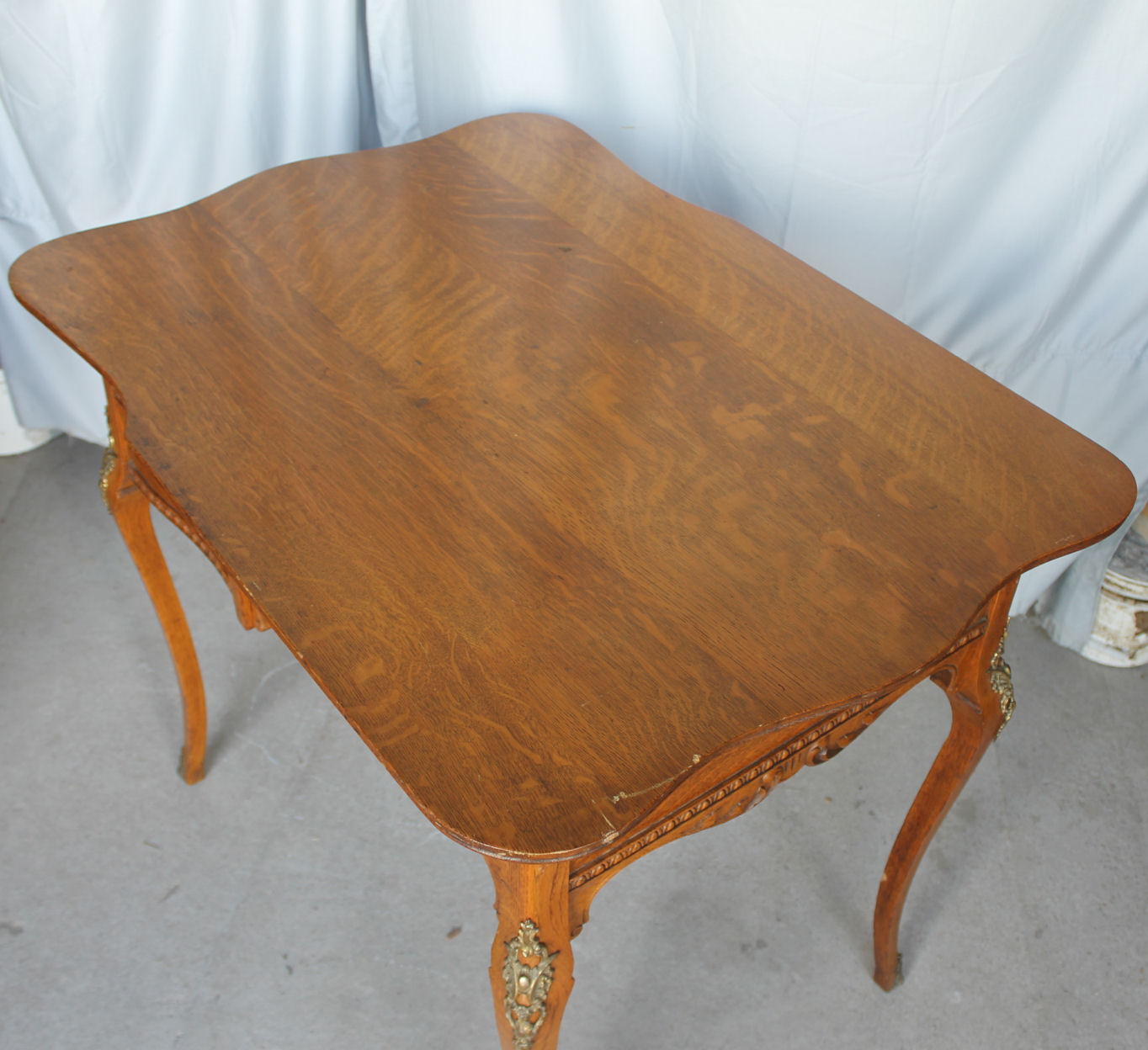 Bargain John's Antiques Fancy Oak Desk with brass ormula Bargain