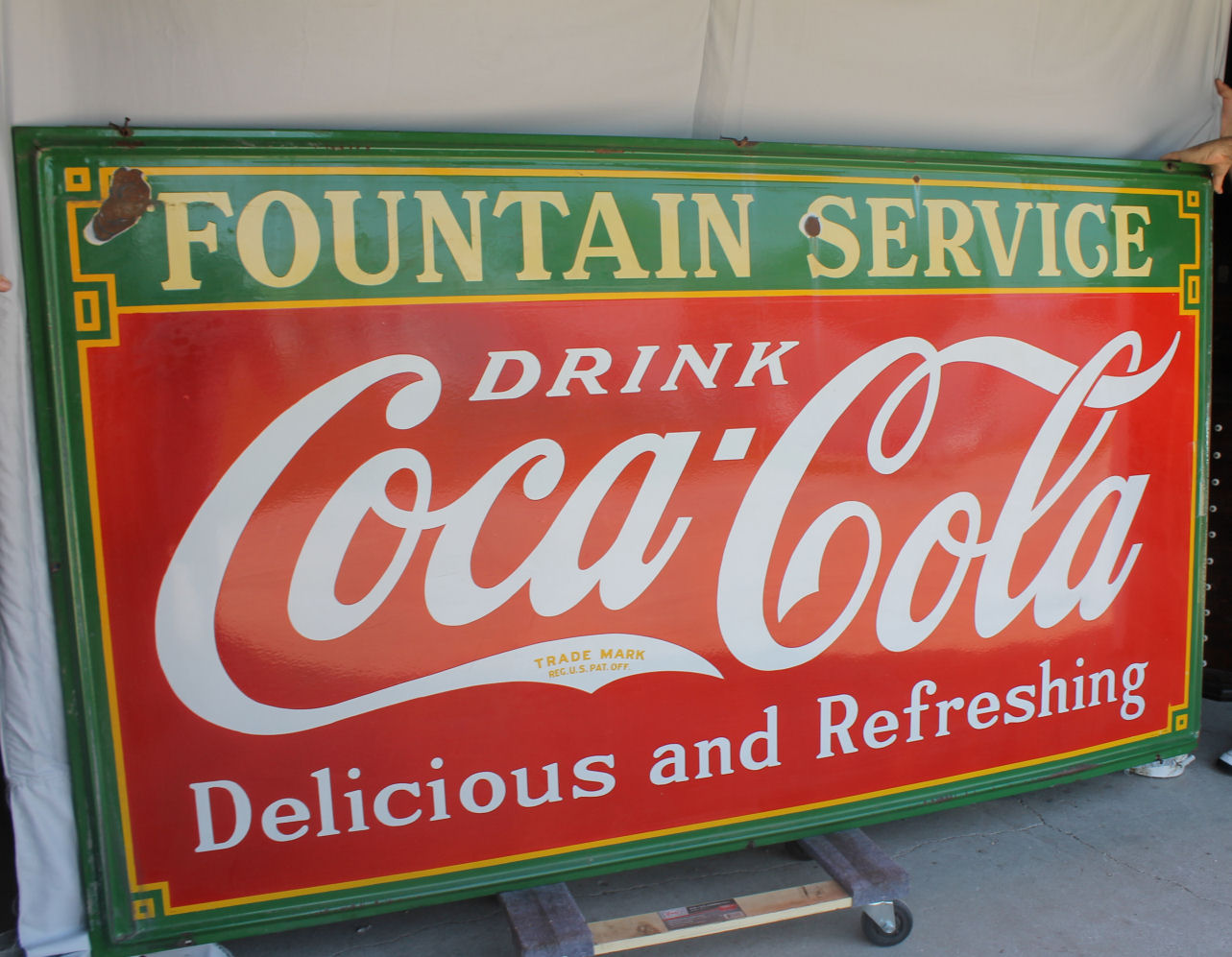 Bargain John's Antiques Large 5 colored Porcelain Coca Cola Sign