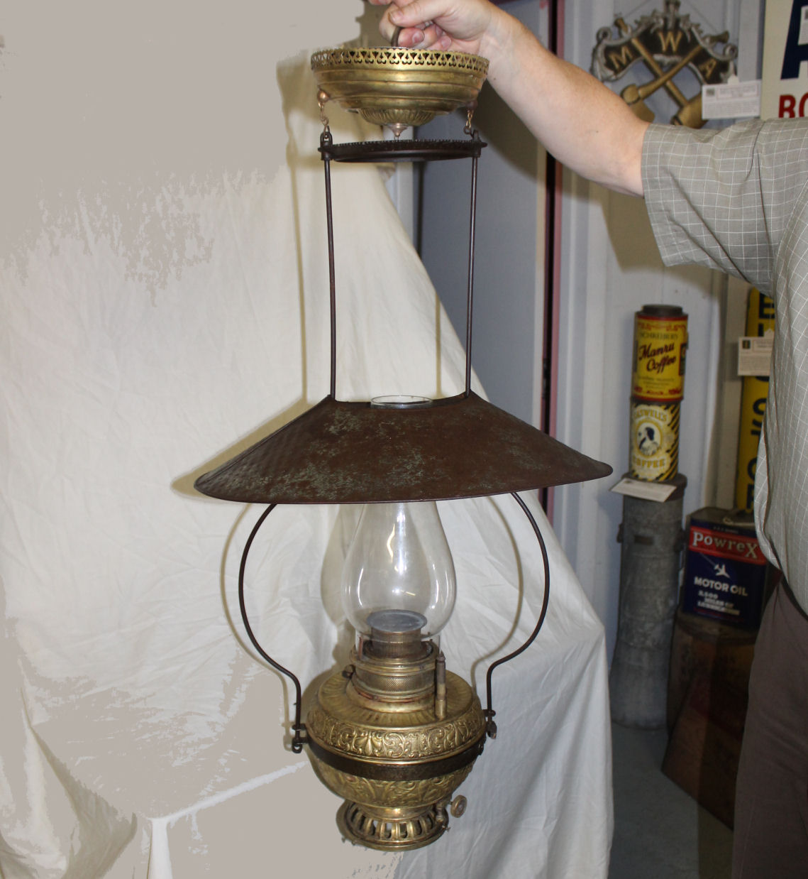 Bargain John's Antiques Country Store Lantern Lamp Ceiling Mount Pull