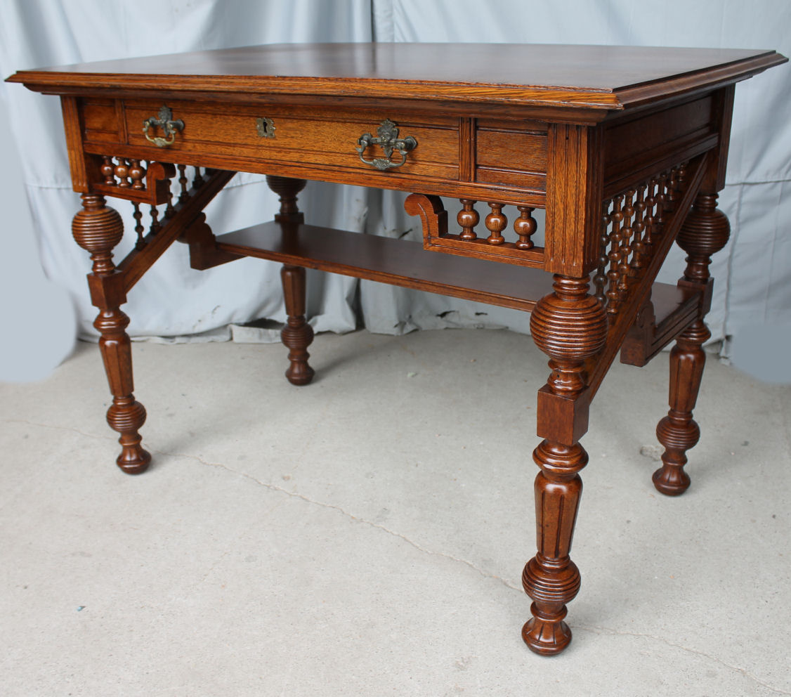 Bargain John's Antiques Fancy Victorian Oak Desk Bargain John's