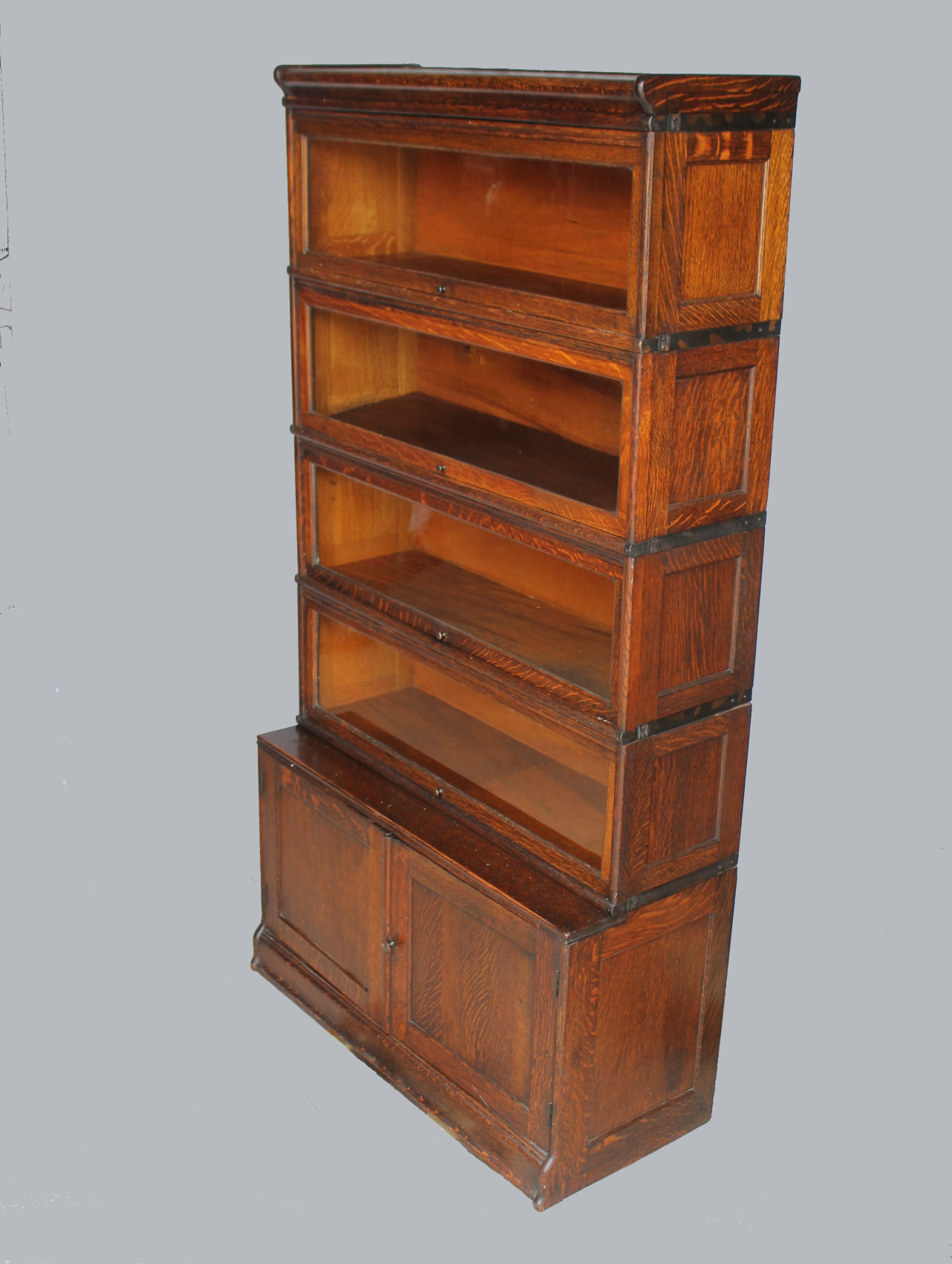 Bargain John's Antiques Oak Office Bookcase unusual 42" extra wide with paneled sides