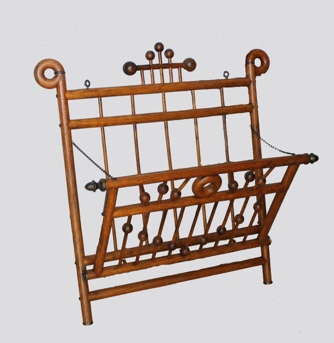 Bargain John's Antiques Oak Hanging Magazine Rack Wall Mount Stick