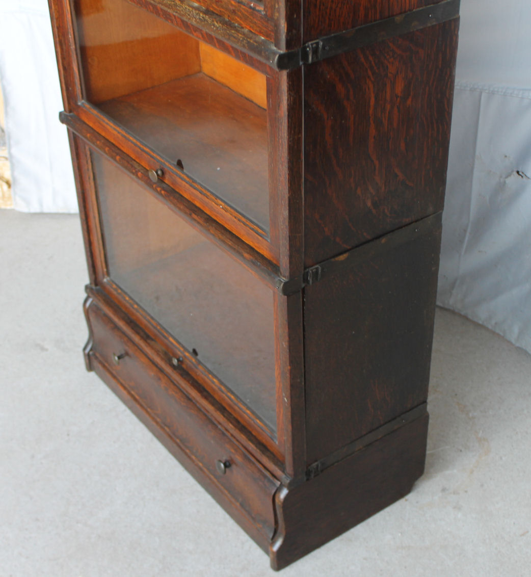 Bargain John's Antiques Antique Oak Barrister Bookcase 3/4 Size