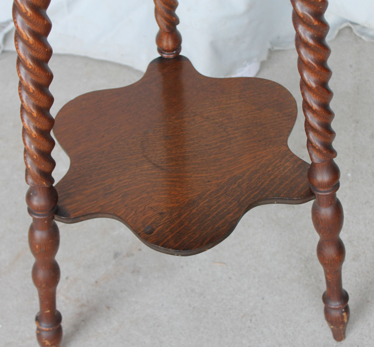 Bargain John's Antiques Oak Lamp Table spiral turned legs Patended
