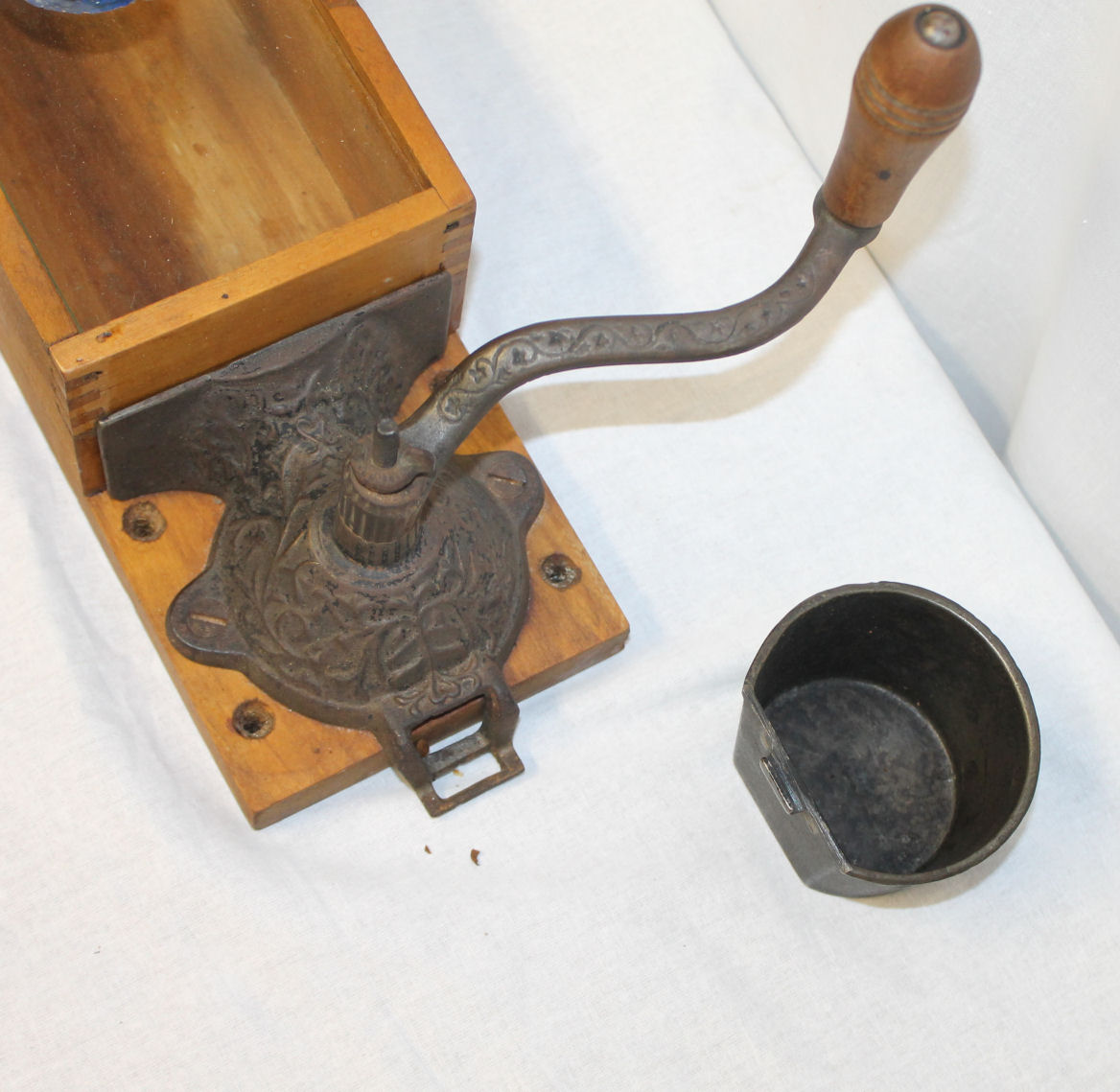 Bargain John's Antiques Antique wall mount Coffee Grinder with cast