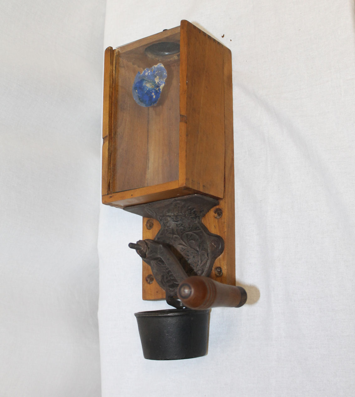 Bargain John's Antiques Antique wall mount Coffee Grinder with cast