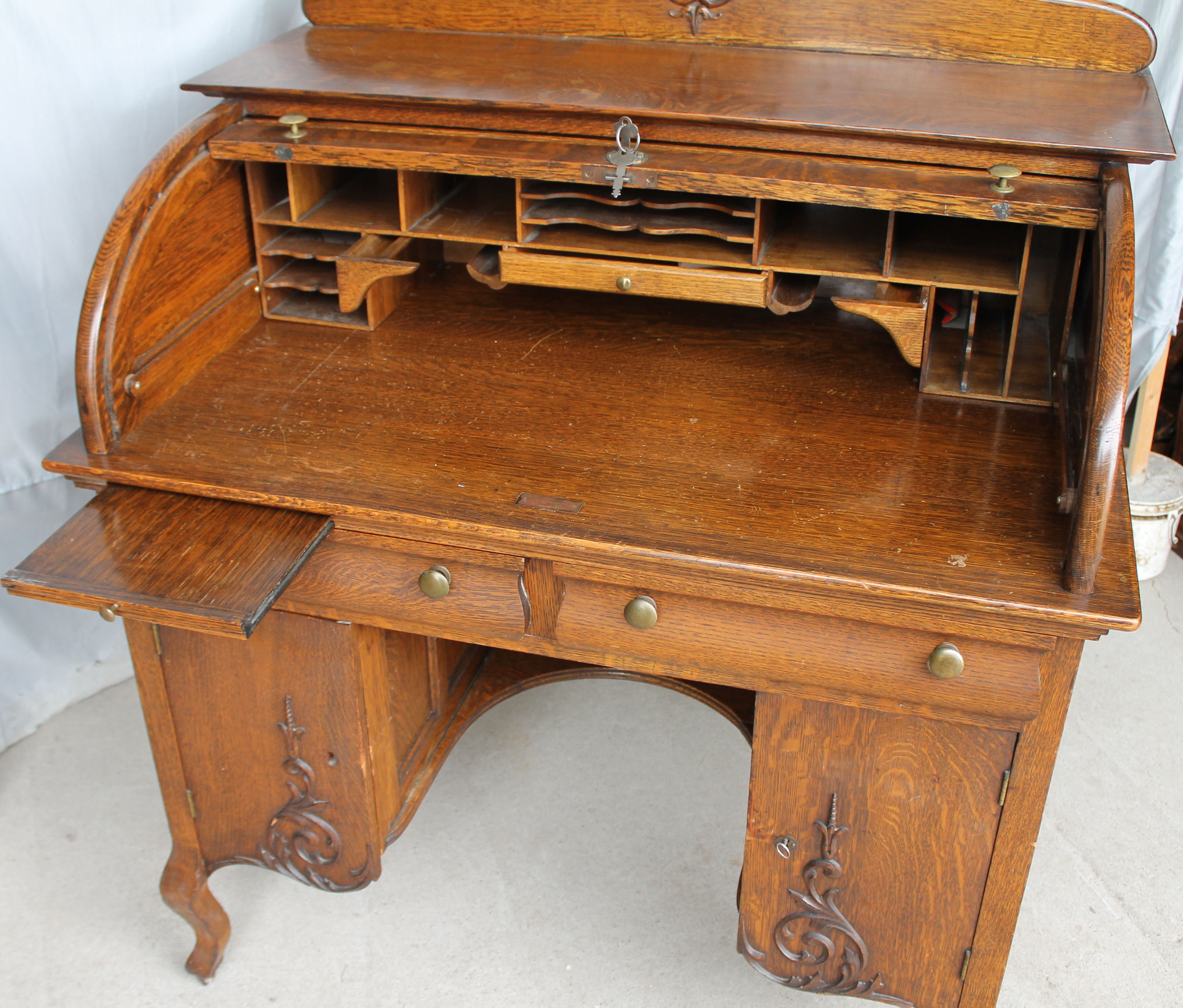 Bargain John's Antiques Fine Antique Oak Roll top desk original