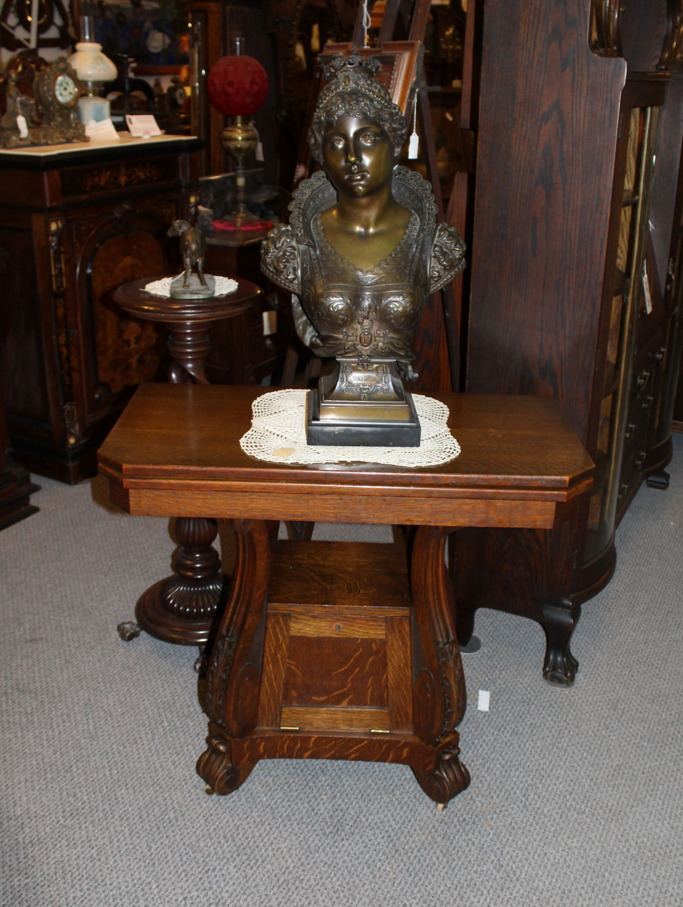 Bargain John's Antiques Antique Victorian Quarter sawn Oak Hall Table