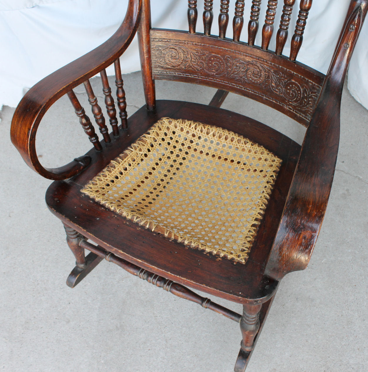 Bargain John's Antiques Rocking Chair with Dragons in the back