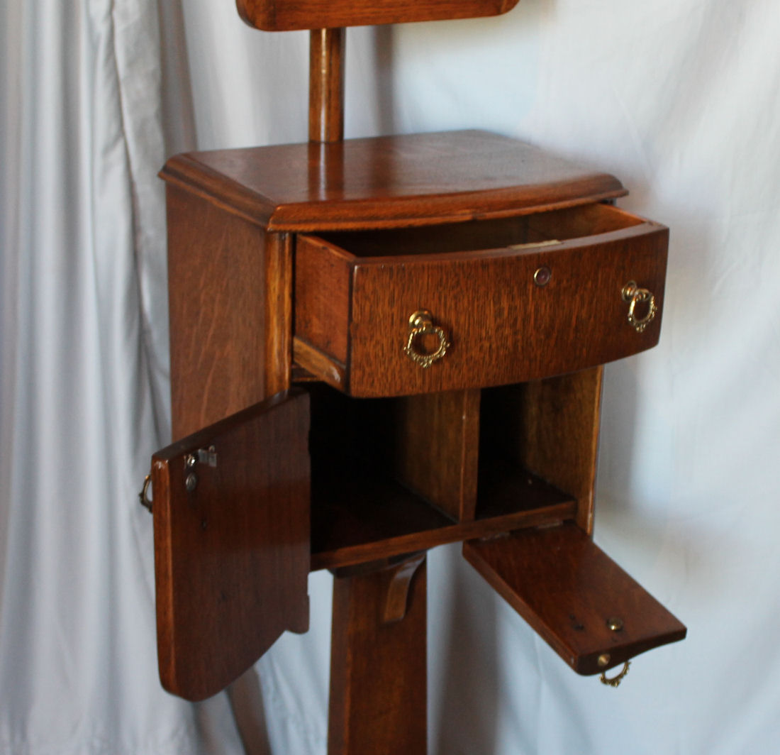 Bargain John's Antiques Antique Oak Shaving Stand with Adjustable