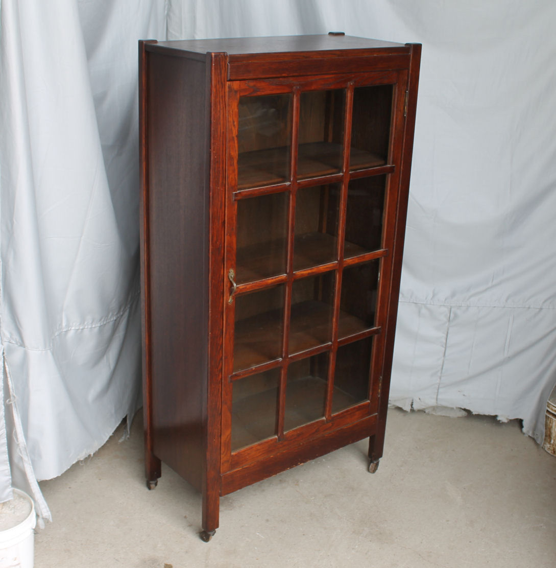 Bargain John's Antiques Mission Oak Bookcase single door with 12