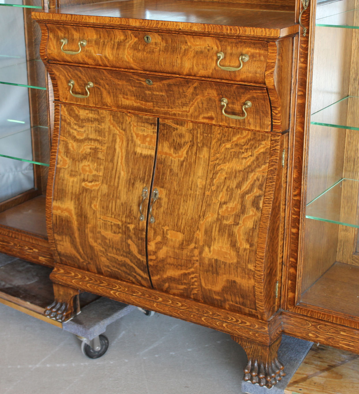 Bargain John's Antiques Antique Oak Double China Buffet