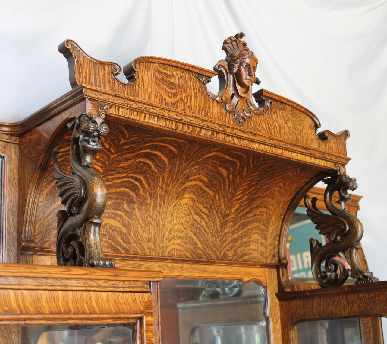 Bargain John's Antiques Antique Oak Double China Buffet