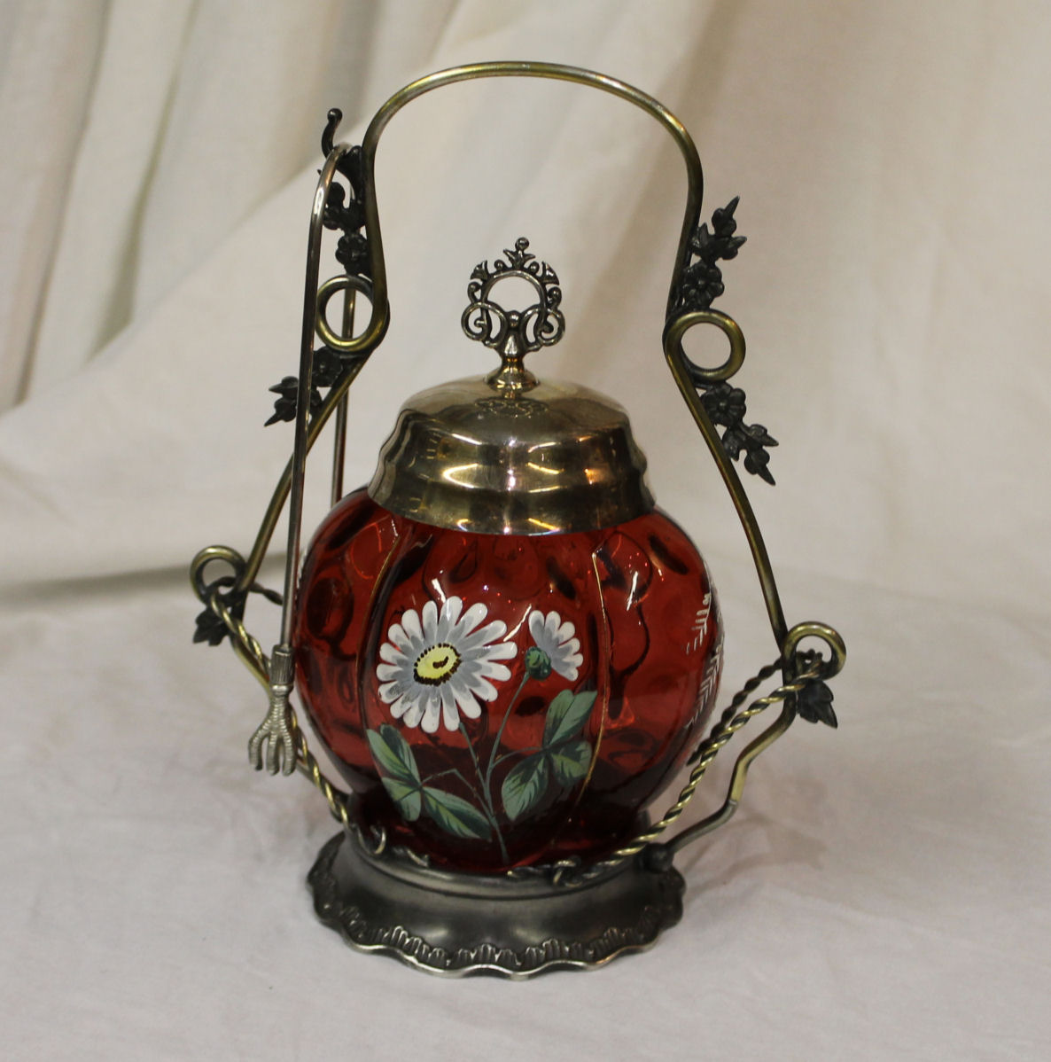 Bargain John's Antiques Victorian Cranberry Pickle Jar Castor