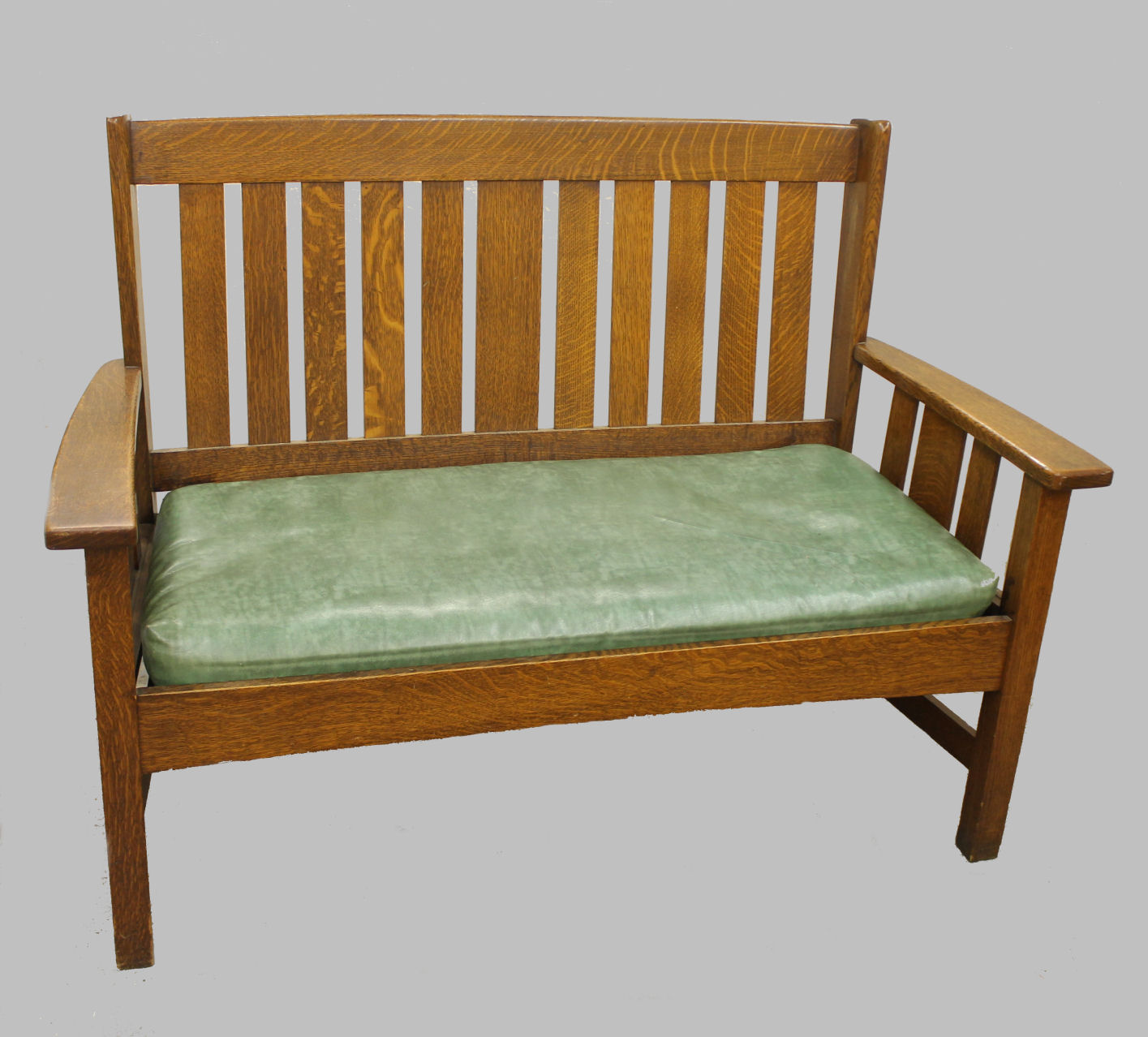 Bargain John's Antiques Mission quarter sawn Oak Bench Settle