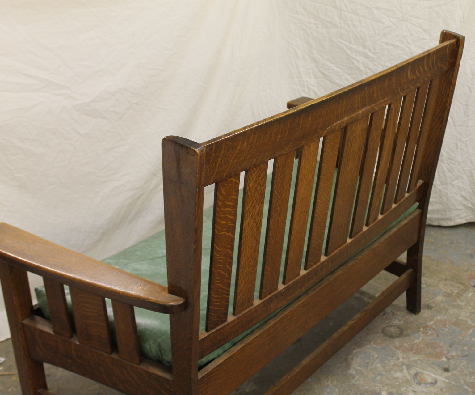 Bargain John's Antiques Mission quarter sawn Oak Bench Settle