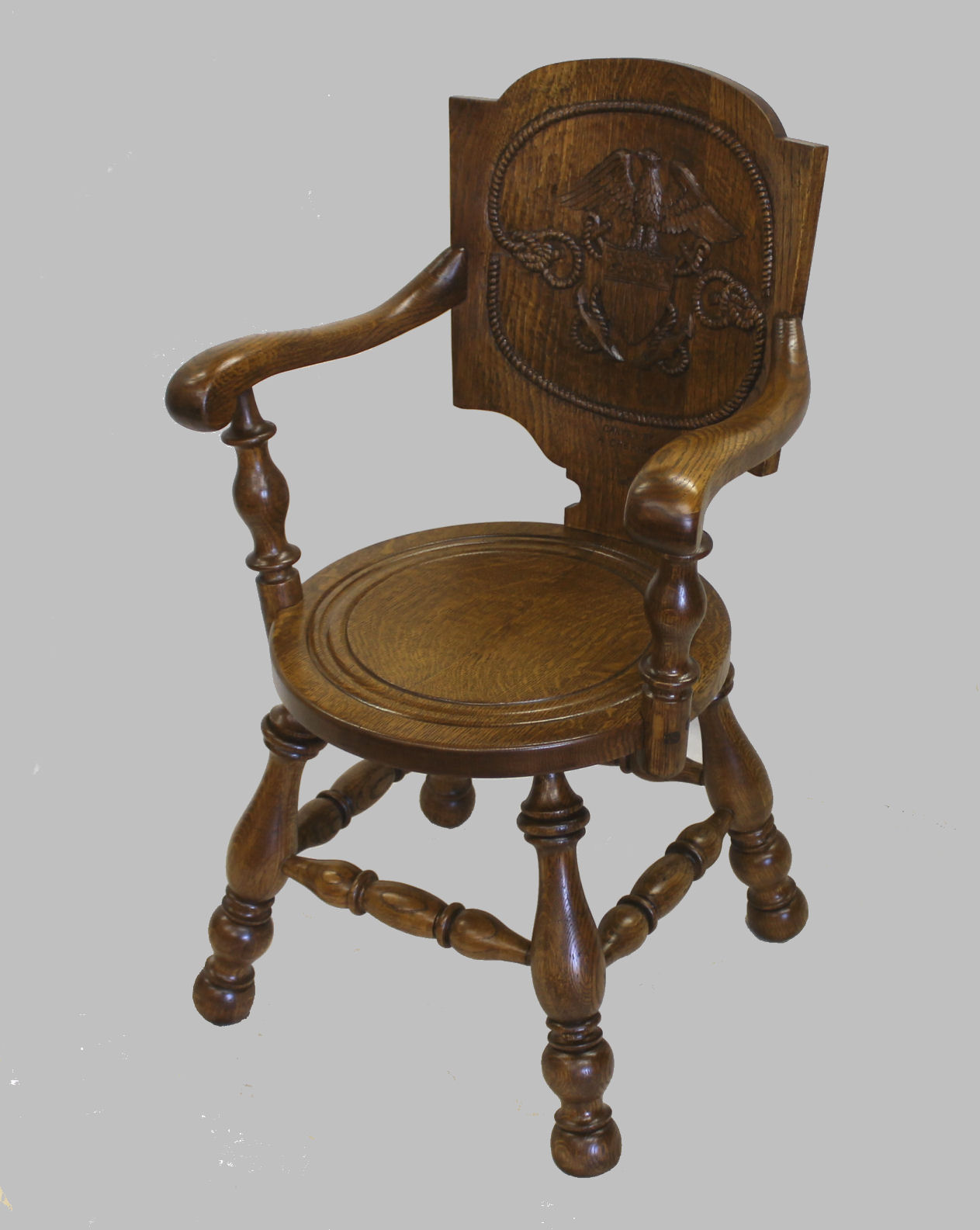 Bargain John's Antiques Antique Carved Oak Chair U S Navy emblem