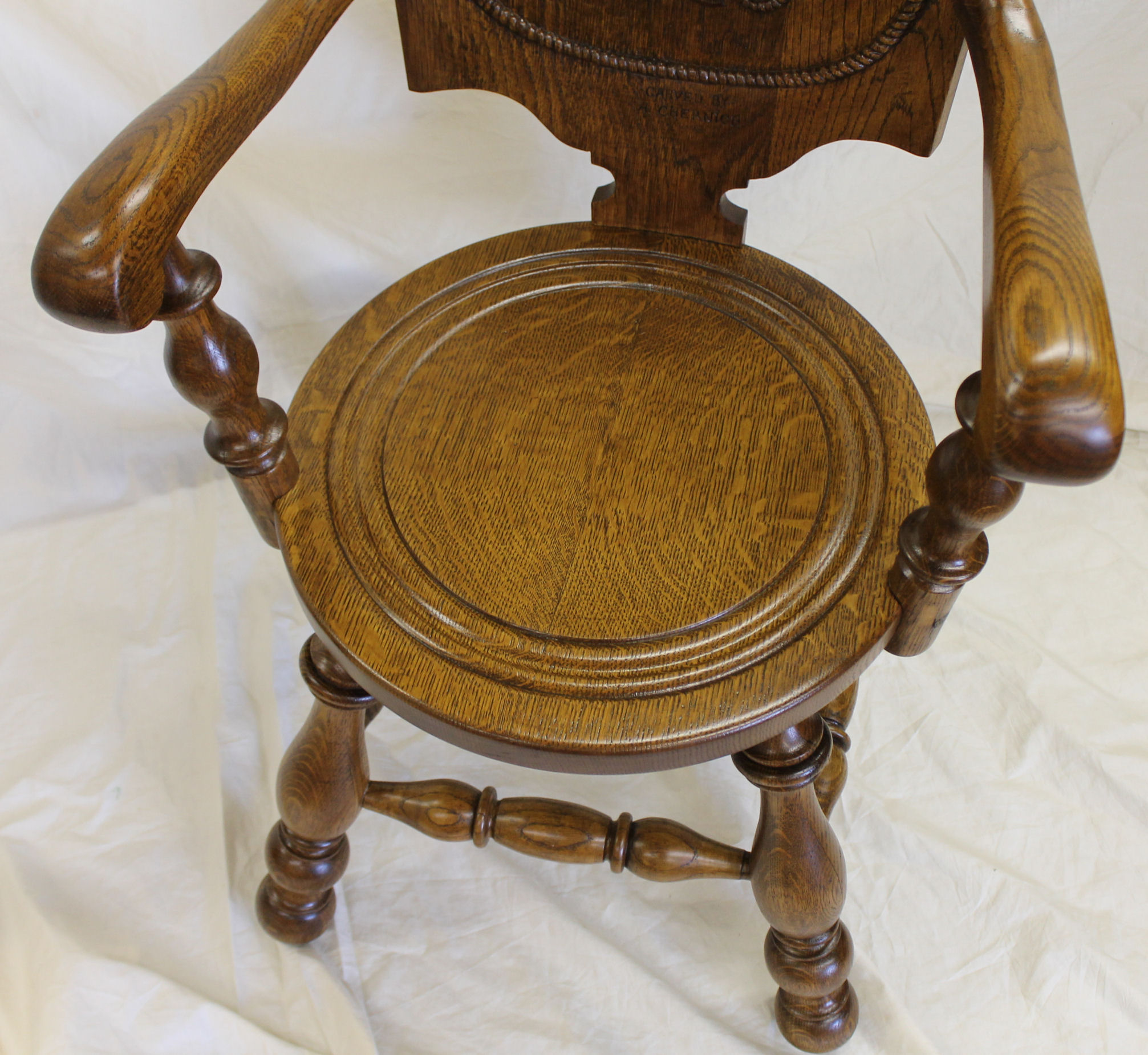Bargain John's Antiques Antique Carved Oak Chair U S Navy emblem