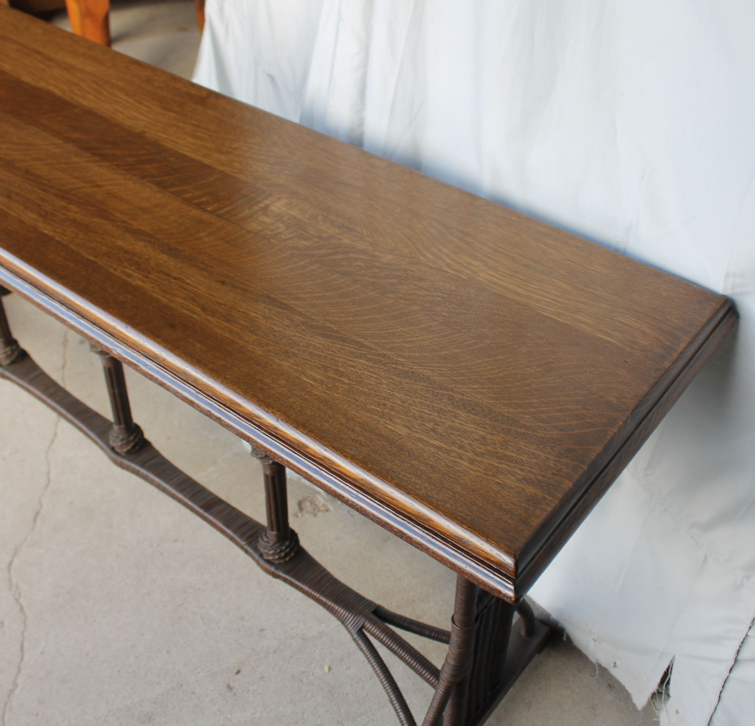 Bargain John's Antiques Oak Heywood Wakefield wicker Sofa Table