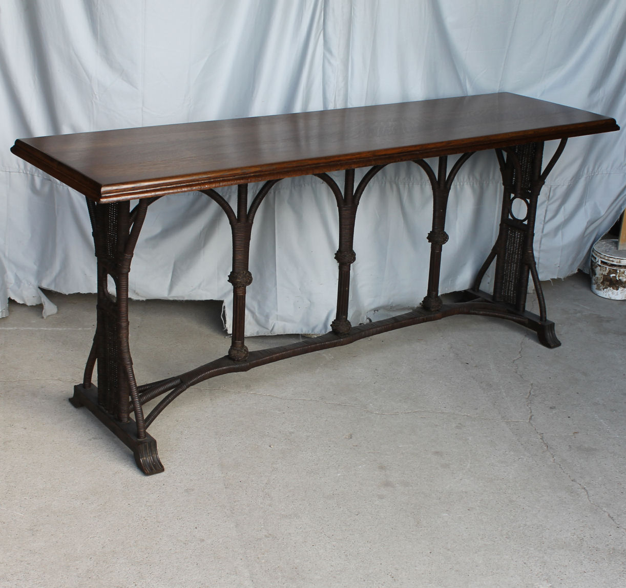 Bargain John's Antiques Oak Heywood Wakefield wicker Sofa Table