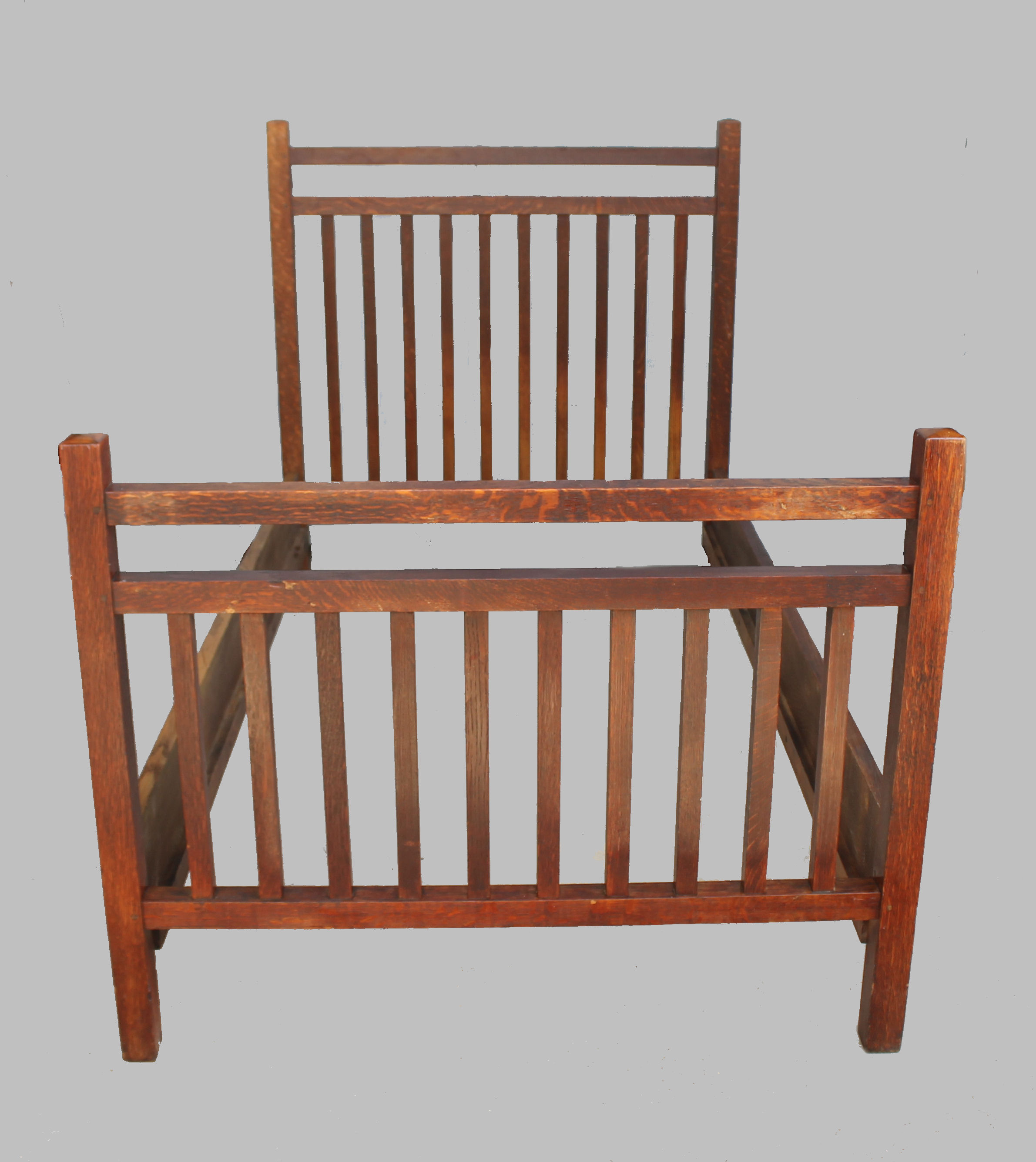 Bargain John's Antiques Mission Arts and Crafts Quarter sawn Oak Bed