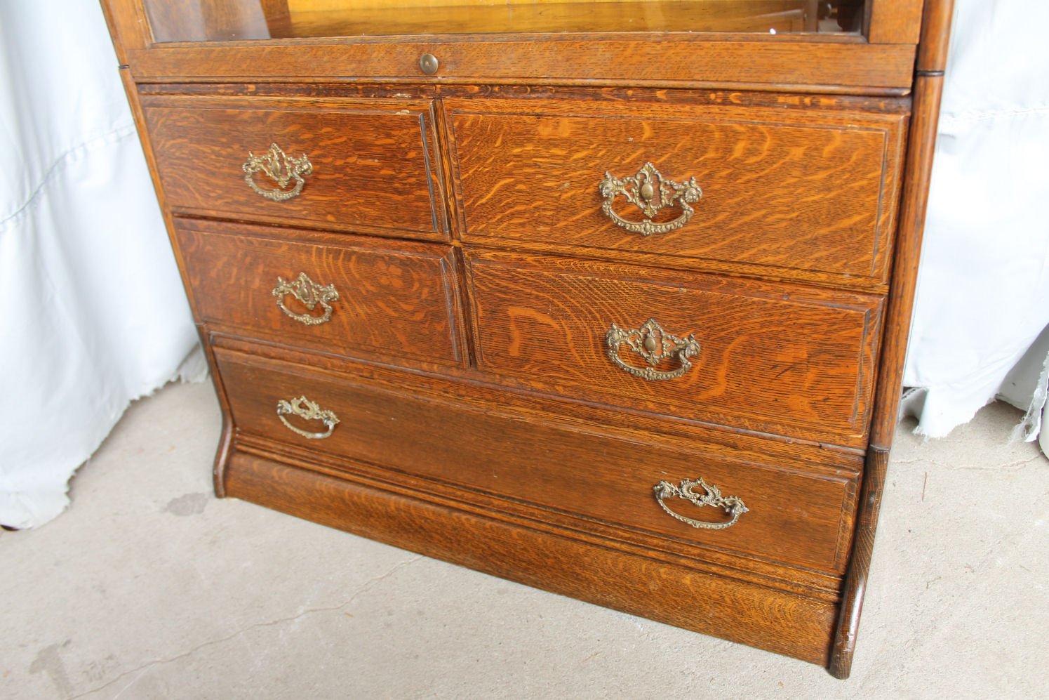Bargain John's Antiques Antique Oak Bookcase with five drawers in