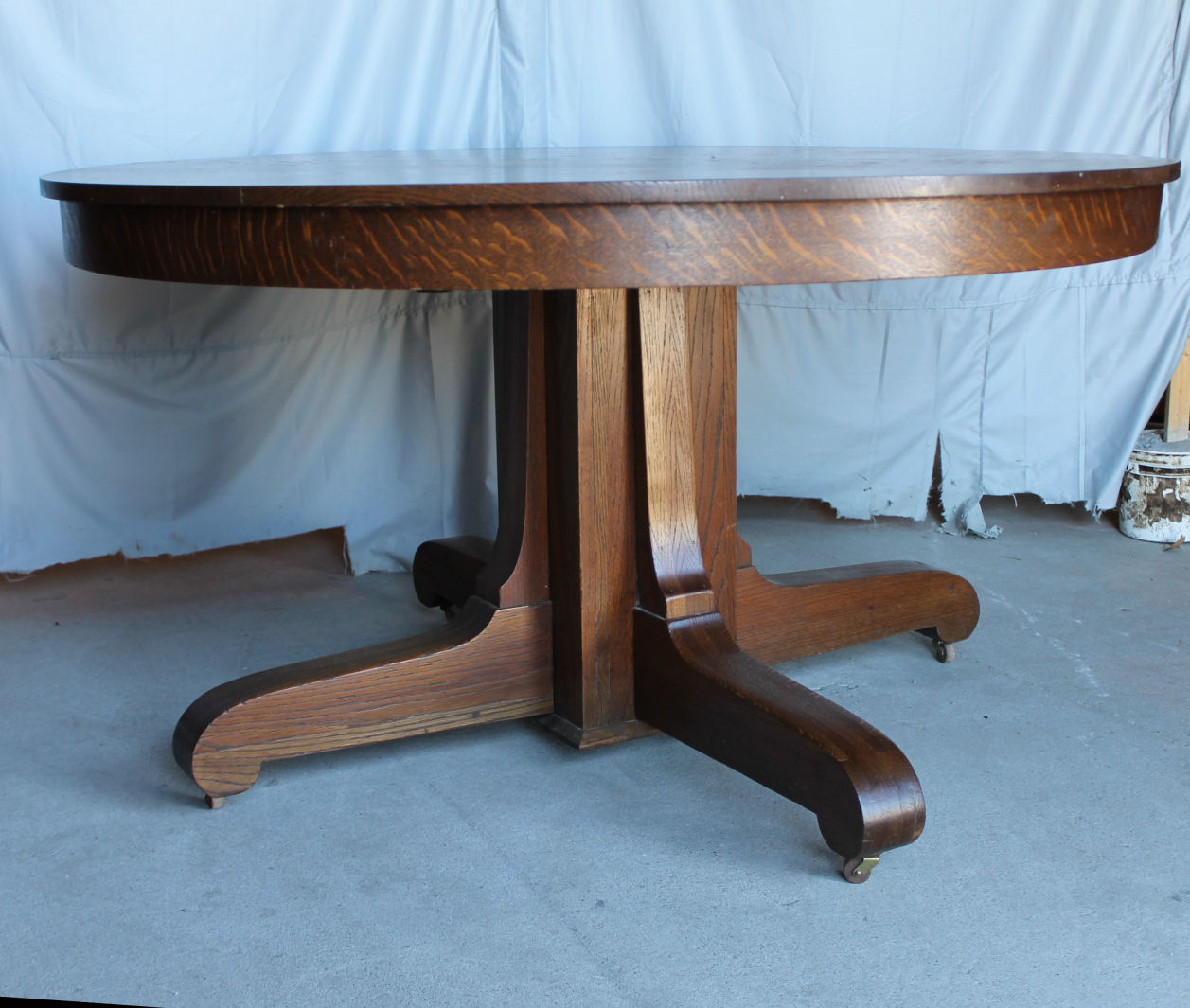 Bargain John's Antiques Antique Round Oak Mission style Table 54 inches diameter and 4