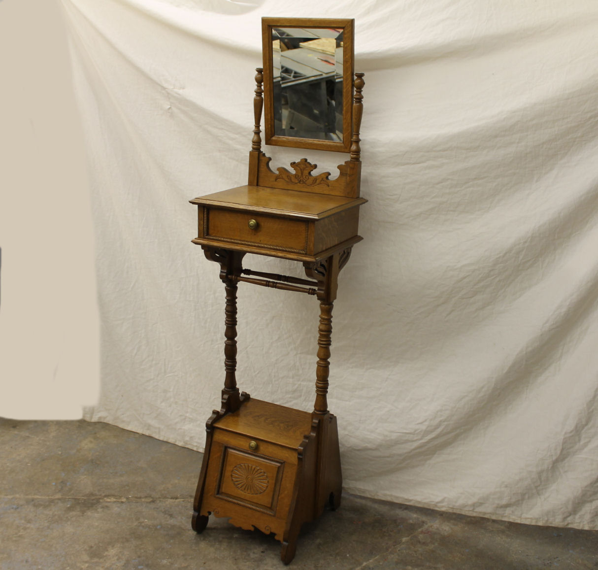 Bargain John's Antiques Antique Oak Shaving Stand Storage