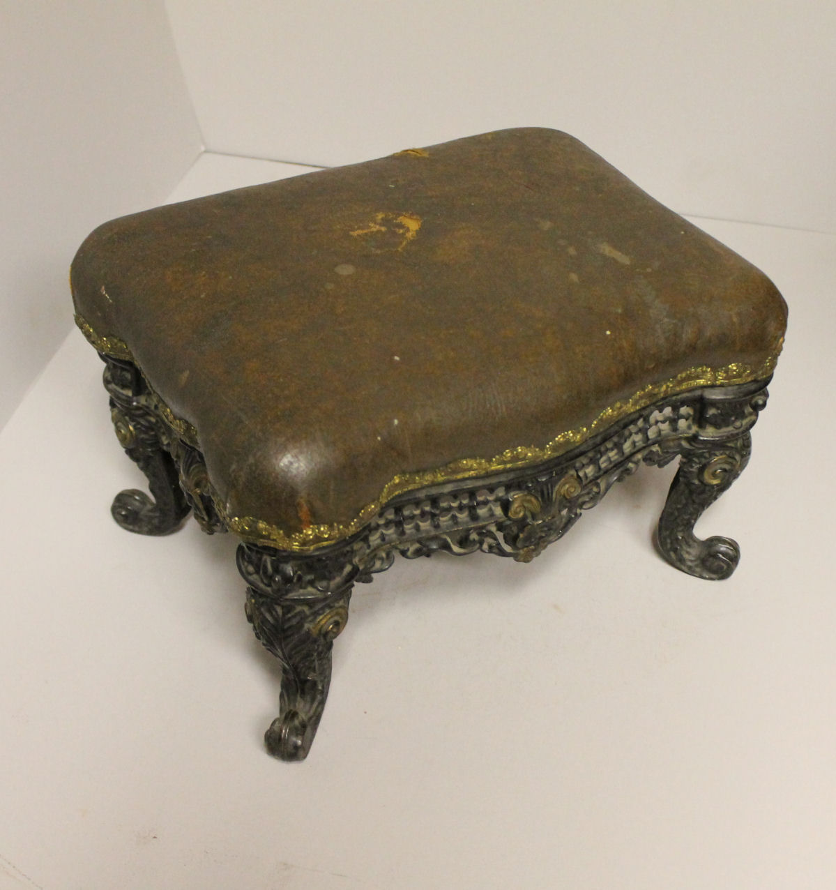 Bargain John's Antiques Victorian Cast Iron and Old Leather Top