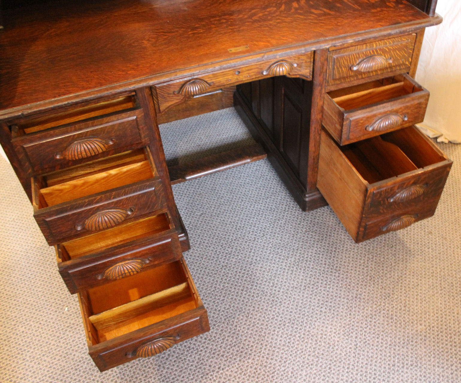 Bargain John's Antiques Antique Quarter Sawn Oak Roll Top Desk with