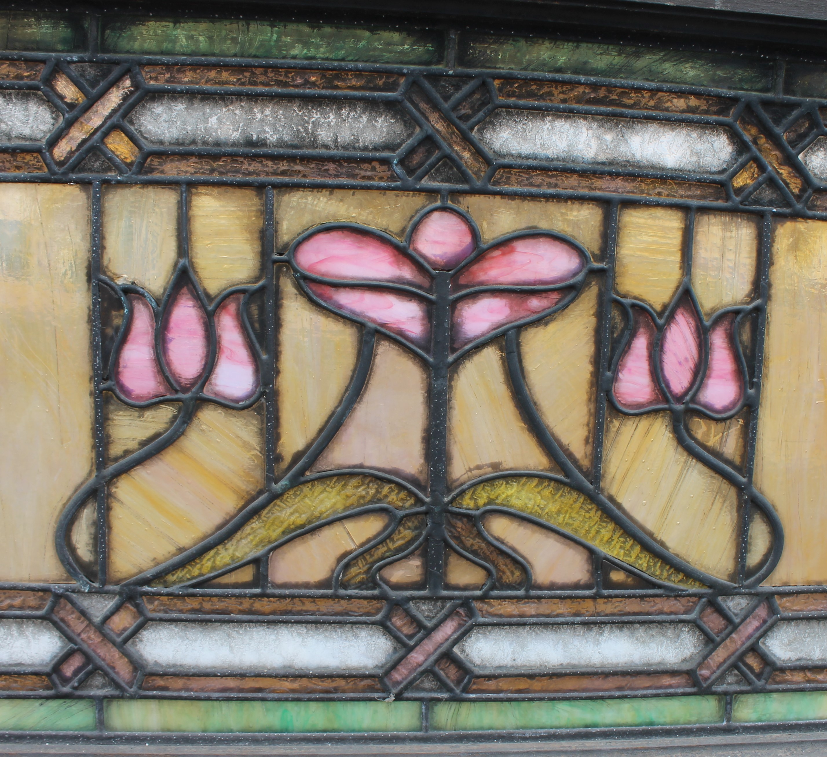 Bargain John's Antiques Large Antique Stained Glass Window 72 1/2