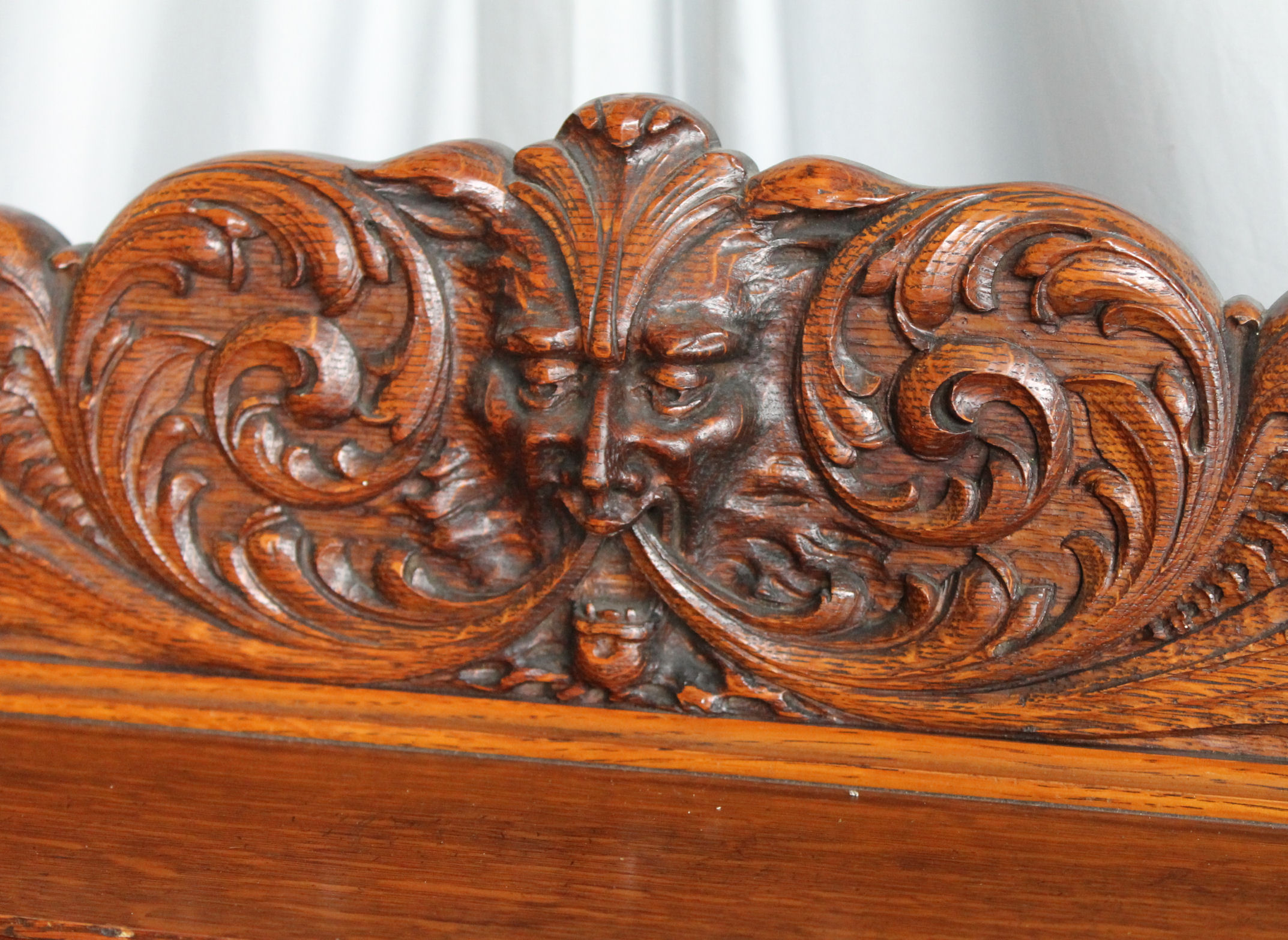 Bargain John's Antiques Antique Carved Oak Server Buffet old man