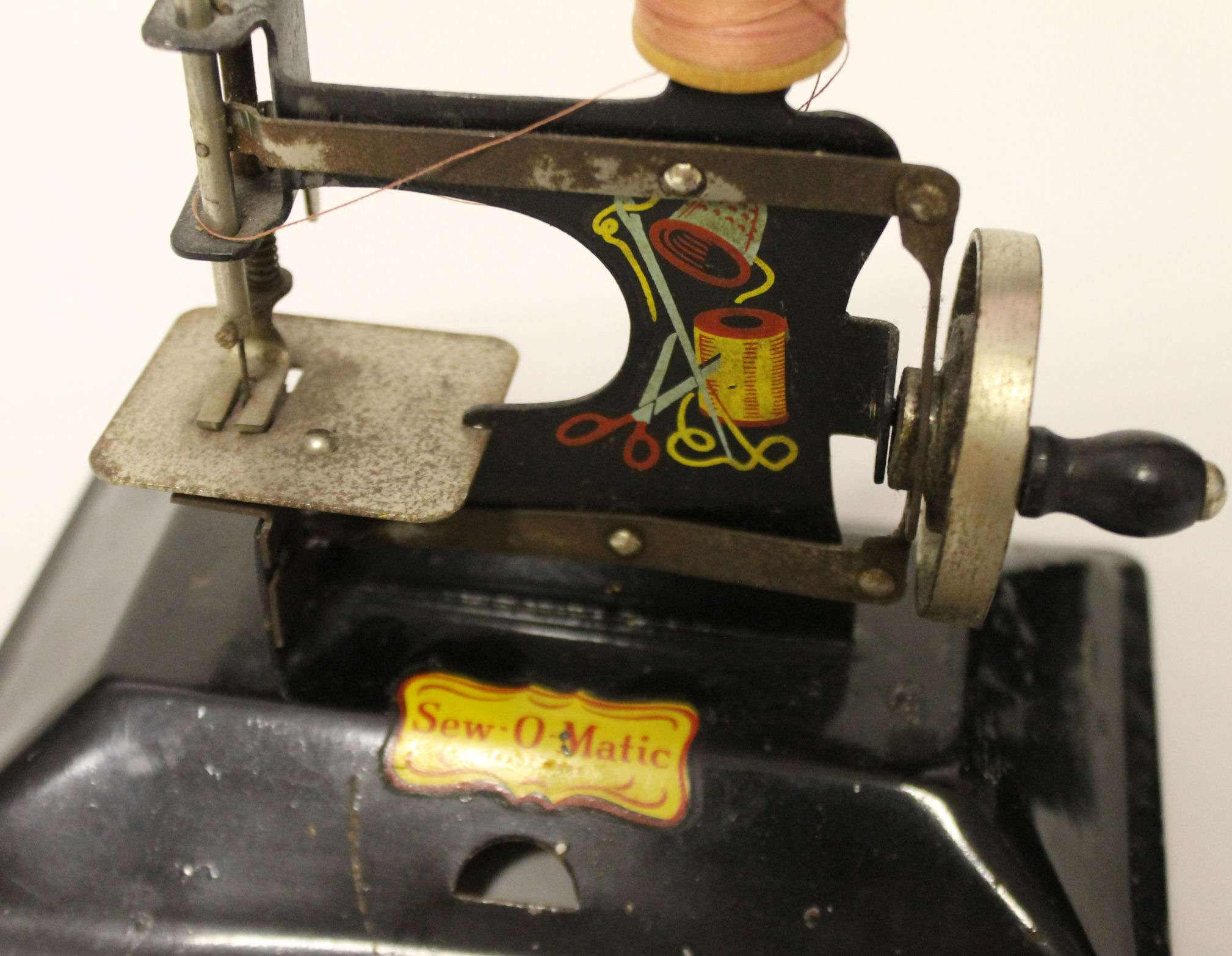 Bargain John's Antiques Antique SewOMatic Toy Sewing Machine with C