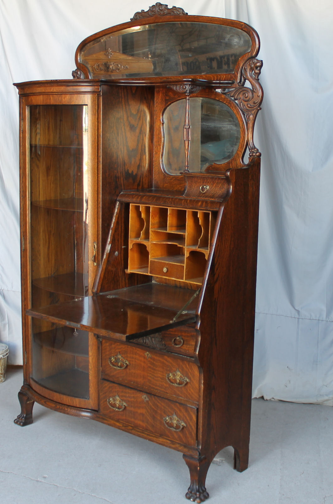 Bargain John's Antiques Antique Oak Side by Side Secretary Drop Desk