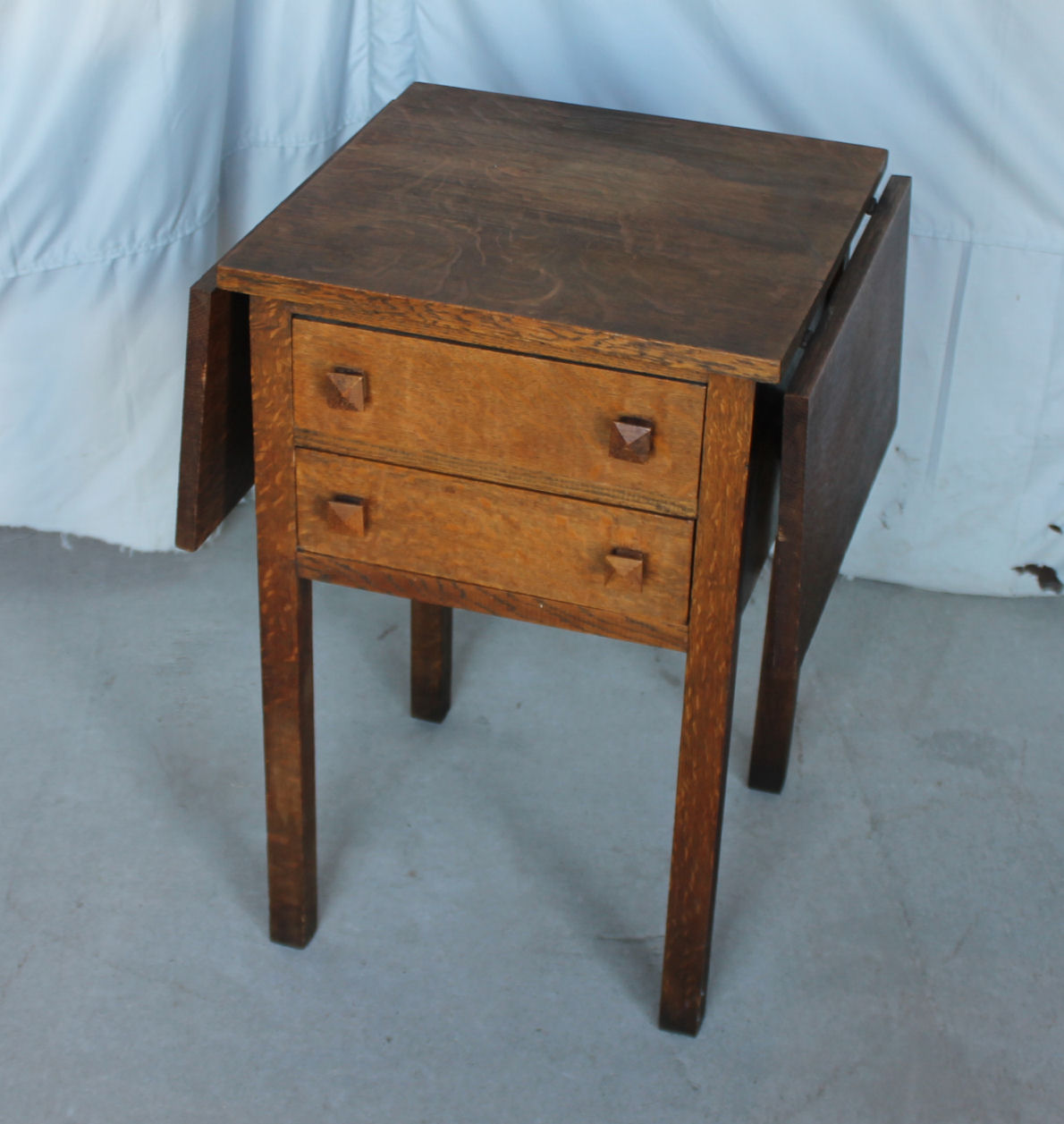 Antique Drop Leaf Sewing Table Bargain John's Antiques Mission Oak Table drop leaf (Sewing table