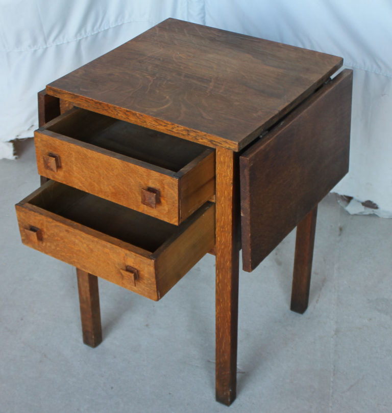 Bargain John's Antiques Mission Oak Table drop leaf (Sewing table