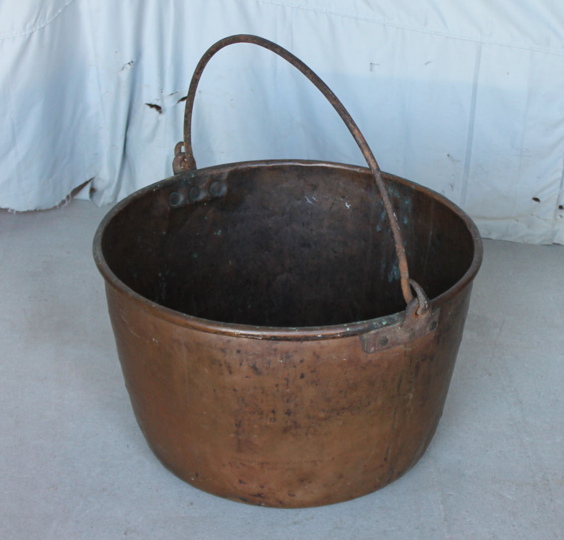 Bargain John's Antiques Large Antique Copper Apple Butter Kettle with