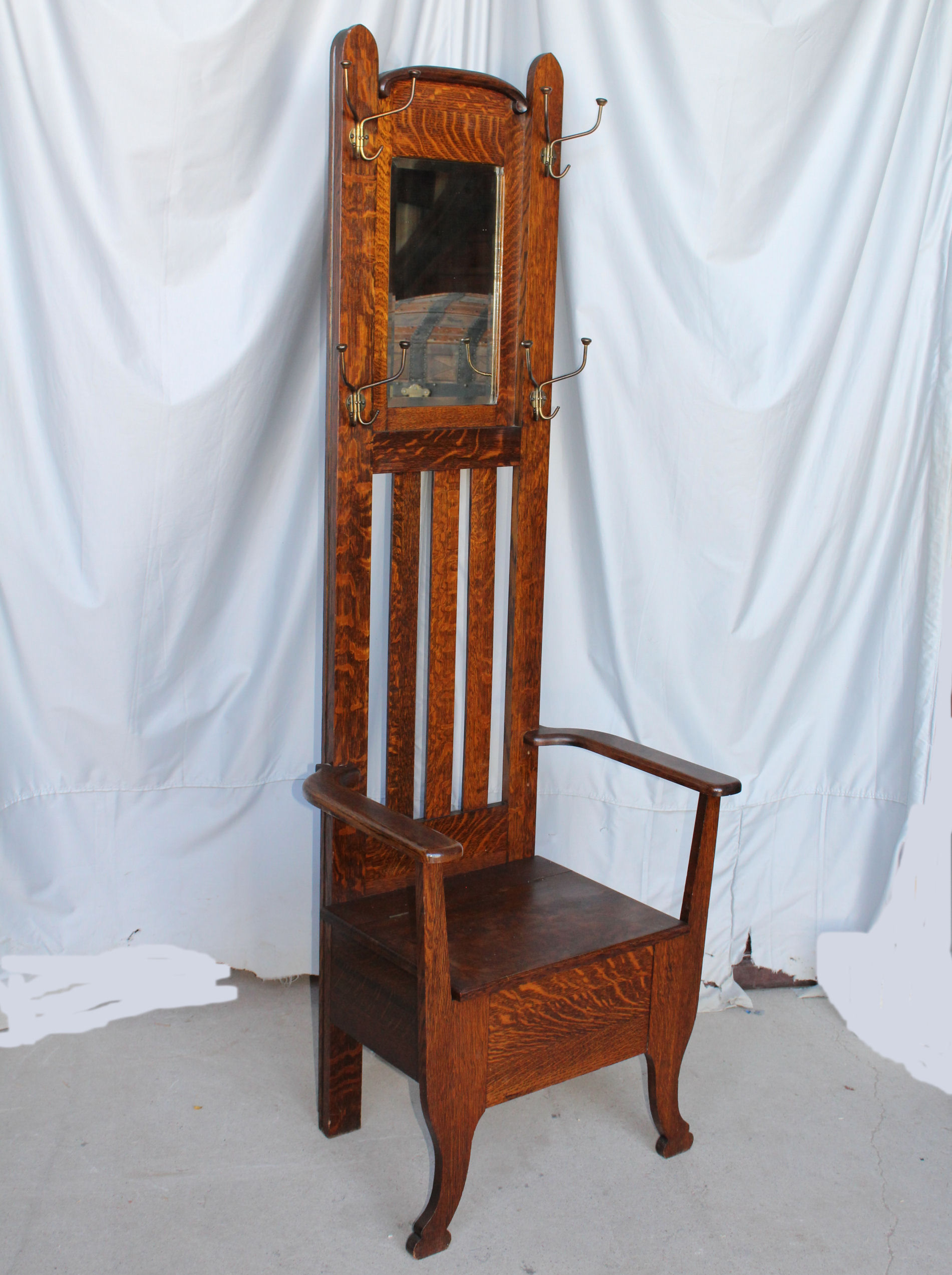 Bargain John's Antiques Antique Oak hall seat original finish