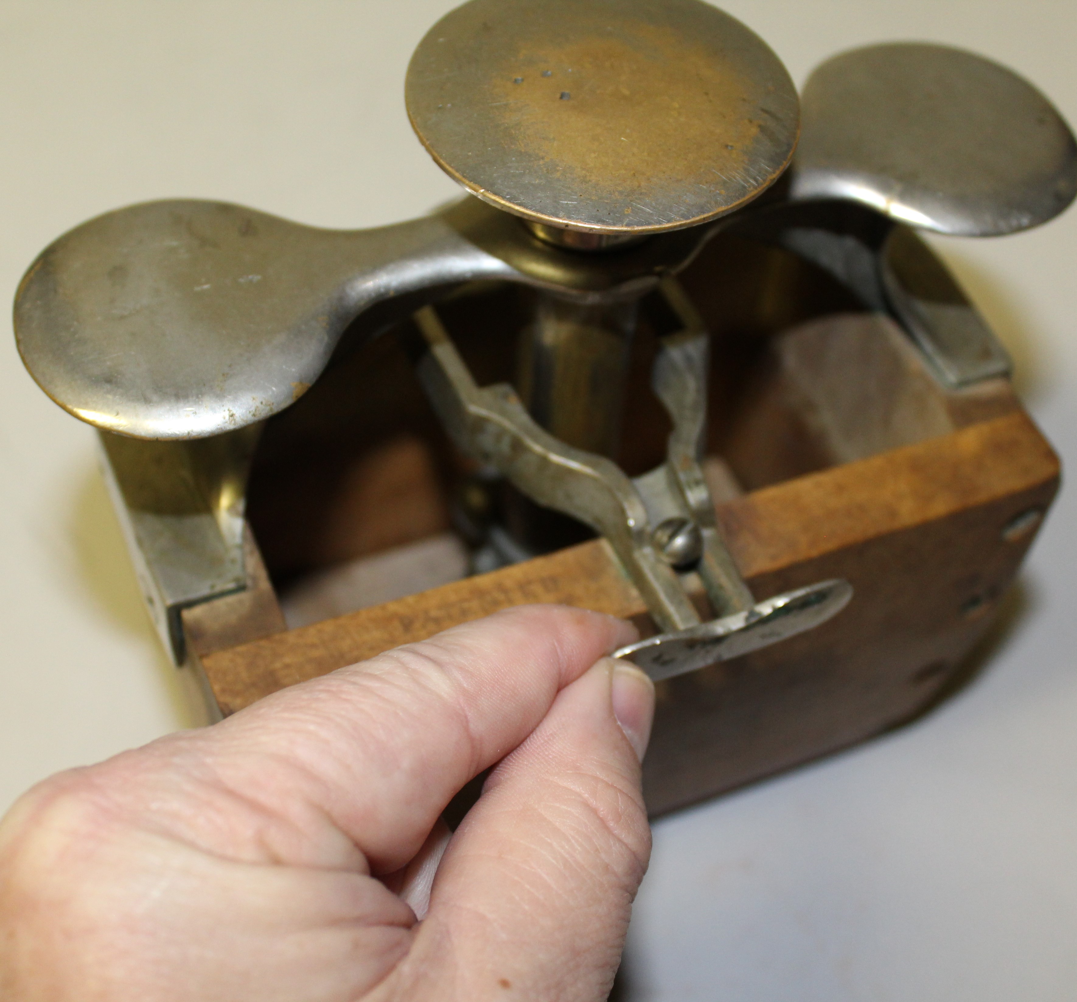 Bargain John's Antiques Antique Wooden Cheese Mold with Metal Bracket