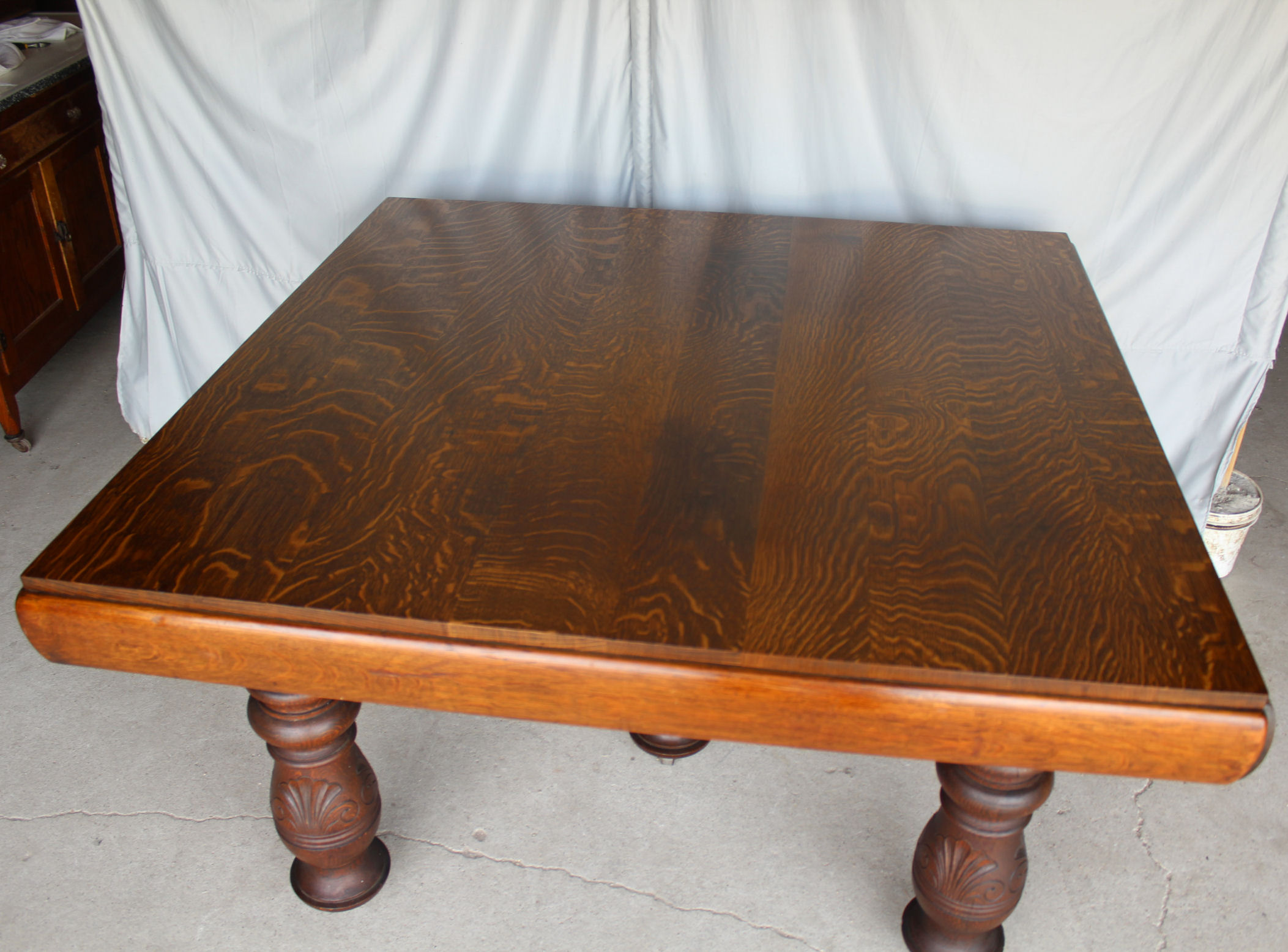 Bargain John's Antiques Antique Square Oak Five Legged Dining Table