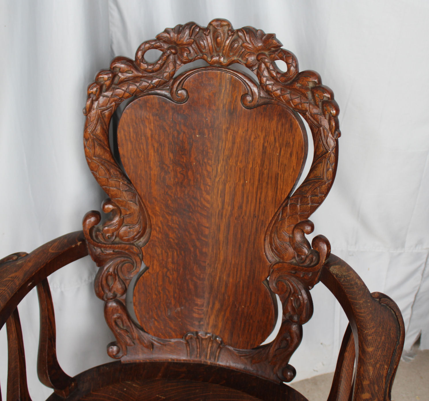 Bargain John's Antiques Antique Oak Carved arm Chair Stickley