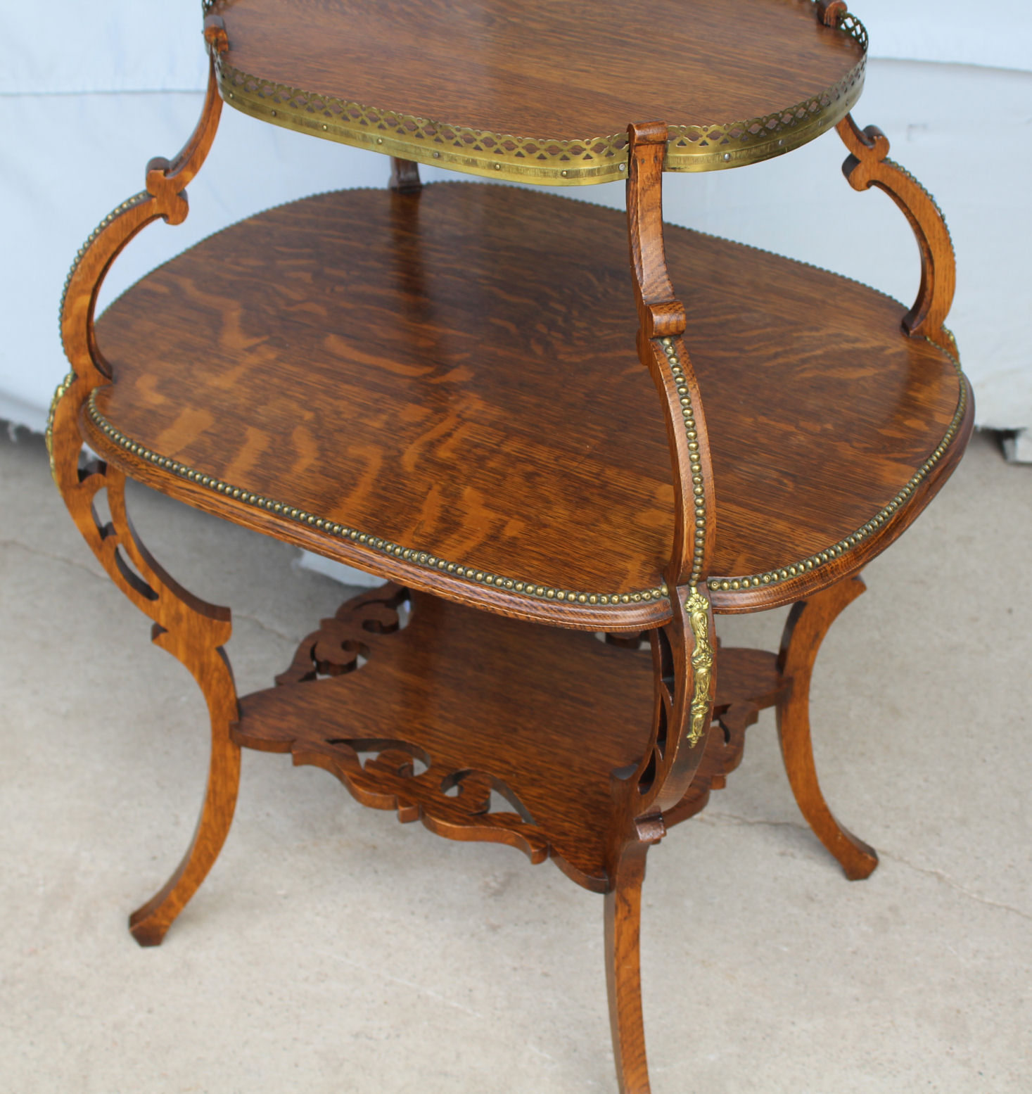 Bargain John's Antiques Antique Oak Parlor Table 3 shelves