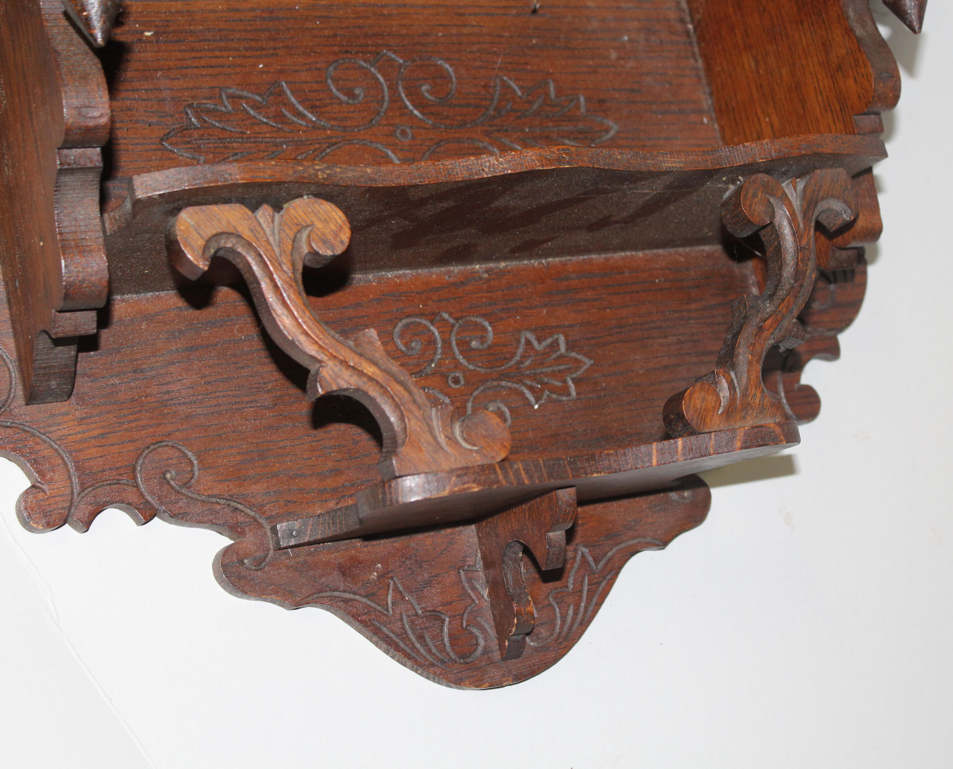 Bargain John's Antiques Antique Oak Clock Shelf original finish