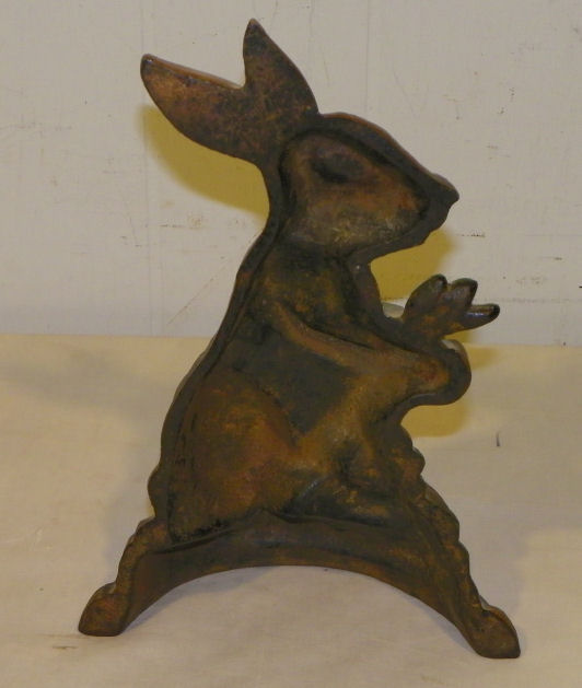 Bargain John's Antiques Antique Door Stop Rabbit Holding